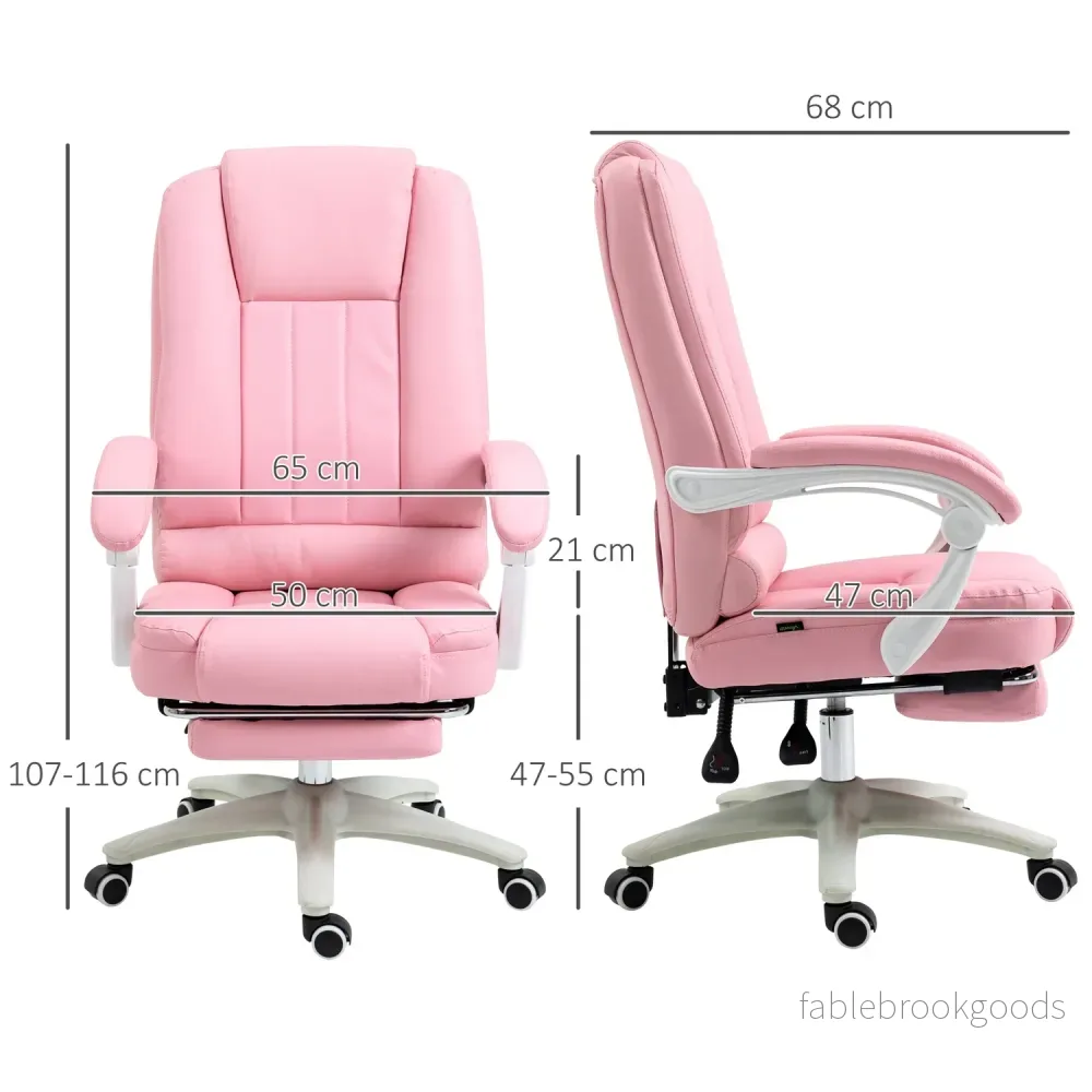 Rosa kontorsstol i konstläder – lutande, justerbar höjd - Bild 3