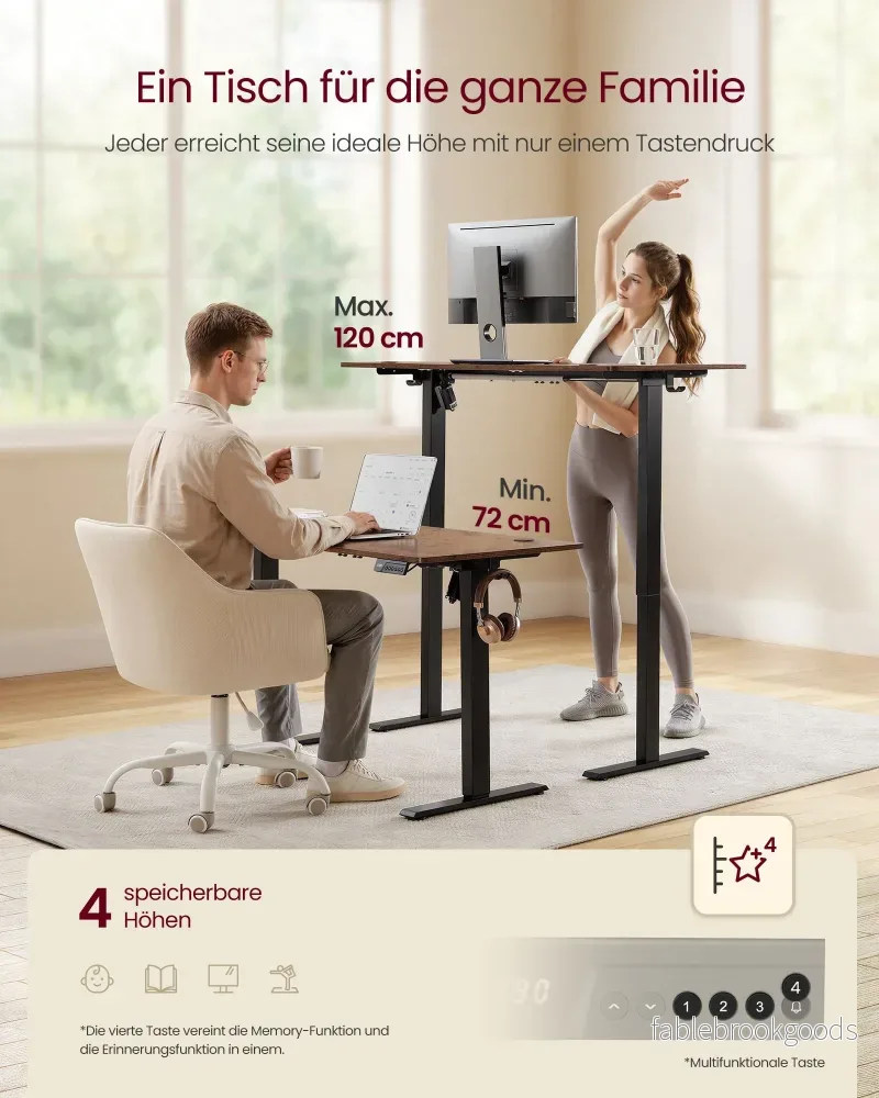 Bureau - In Hoogte Verstelbaar met Geheugenfunctie - Zit-Sta - Vintagebruin - 160 x 70 x (72-120) cm - Bild 3