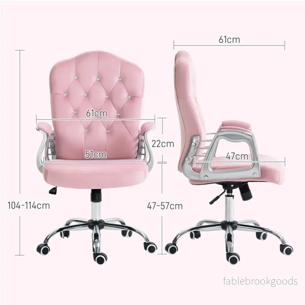 Ergonomisk rosa kontorsstol för kvinnor, höjdjusterbar - Bild 3