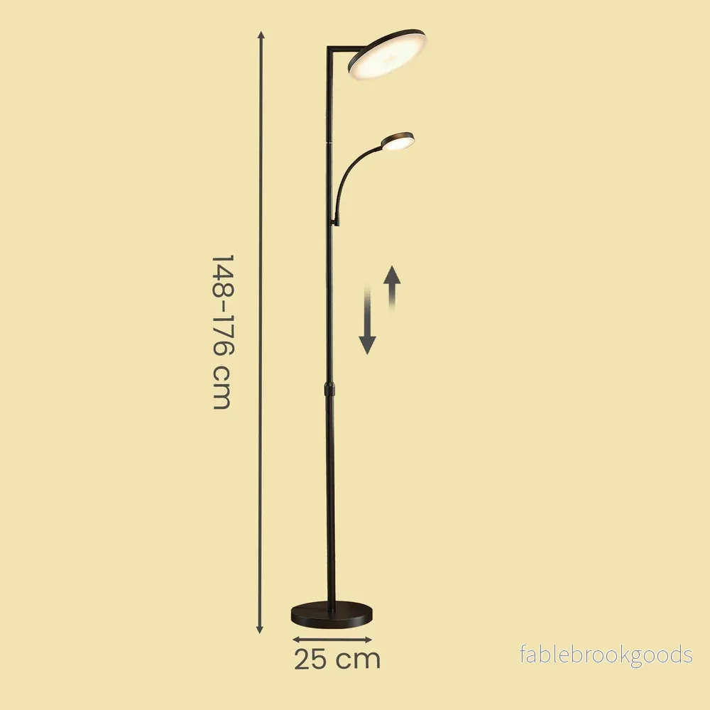 Vloerlamp - 25 x 25 x (148-176) cm - In hoogte verstelbaar - Met leeslampje en timer - Zwart - Maximaal gewicht 5,8 kg - Bild 3