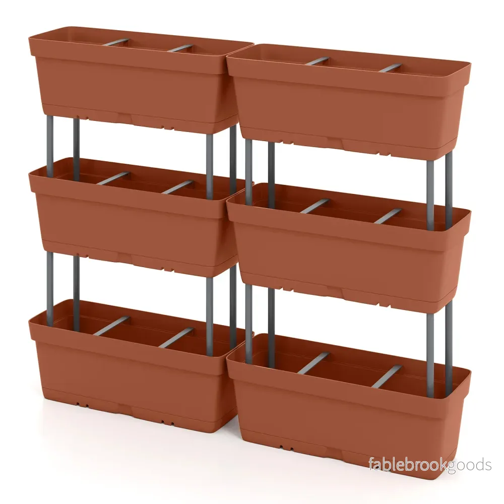 stycken – blomlådor med dräneringssystem, planteringslådor, vertikalt högbädd, planteringskärl, bruna – 6 – Brun