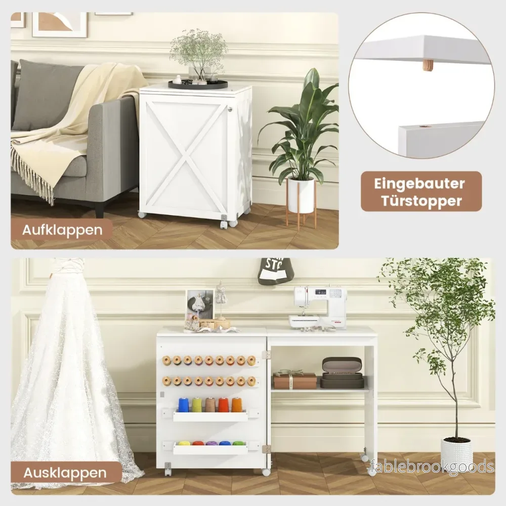 i – syskåp och skrivbord hopfällbart sybord Multi purpose Craft Station med förvaringsutrymme – 2 1 – Vit - Bild 2