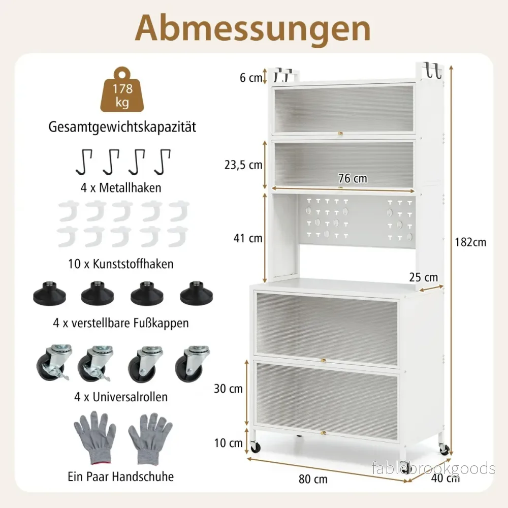 Kökskåp – med nivåer Bufféskåp hylla fristående förvaring – 6 – Vit - Bild 2