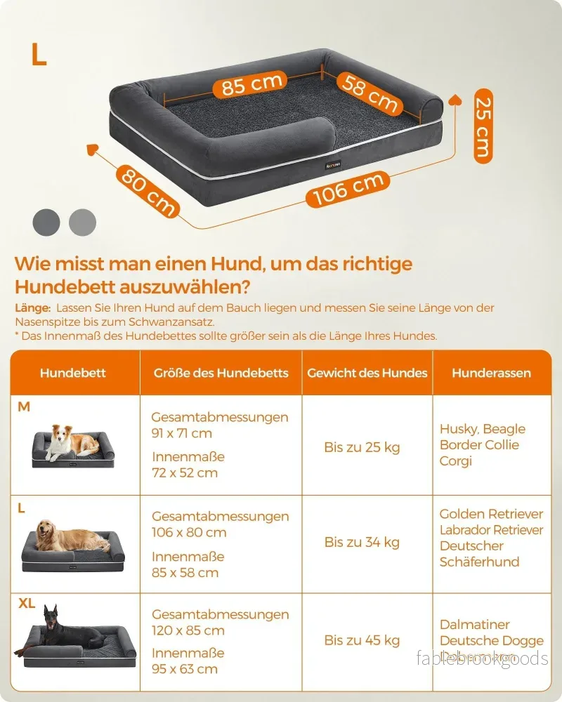 Ortopedisk hundbädd – Upphöjda kanter – Mörkgrå - Bild 2