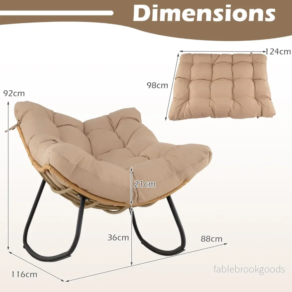 Överdimensionerad – gungstol med tjockt stoppad sittdyna och metallram – Beige - Bild 2