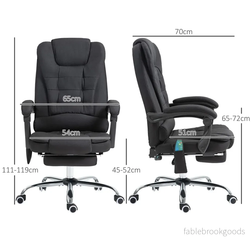 Ergonomisk massagekontorsstol, liggande med fotstöd, svart - Bild 3