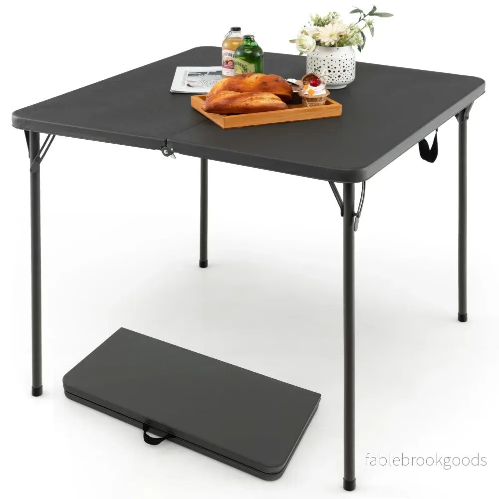 Fällbord – för camping bärbart picknick med handtag lätt matbord utomhusbruk – Grå
