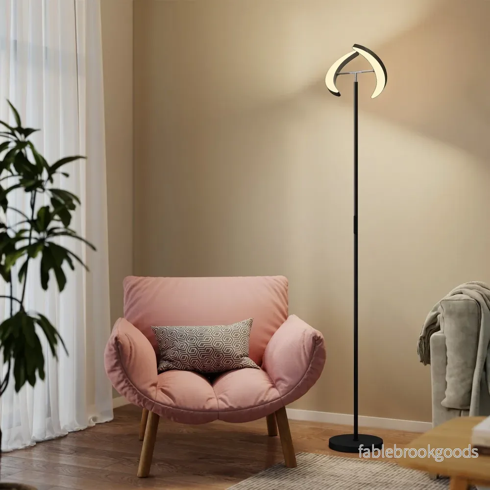 RGB-golvlampa, dimbar, roterande lamphuvuden, svart - Bild 2