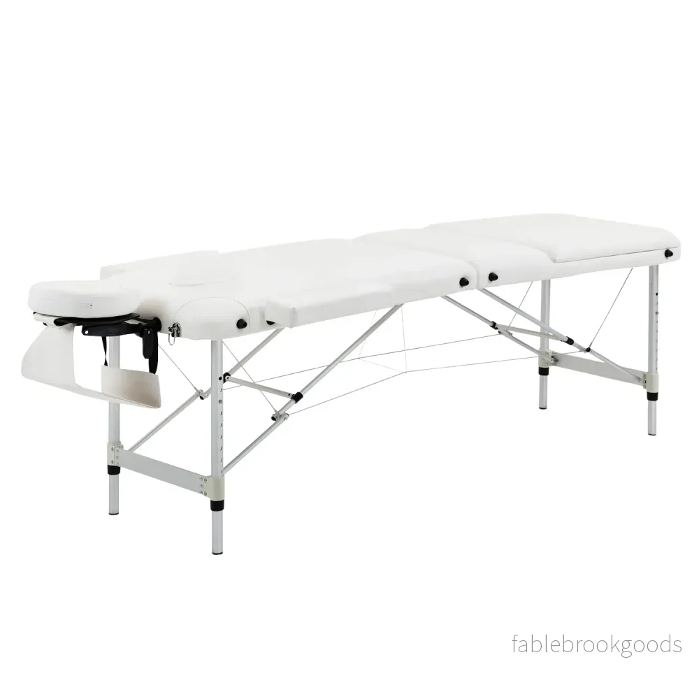 Höjdjusterbart massagebord med kudde, vit 215x60 cm