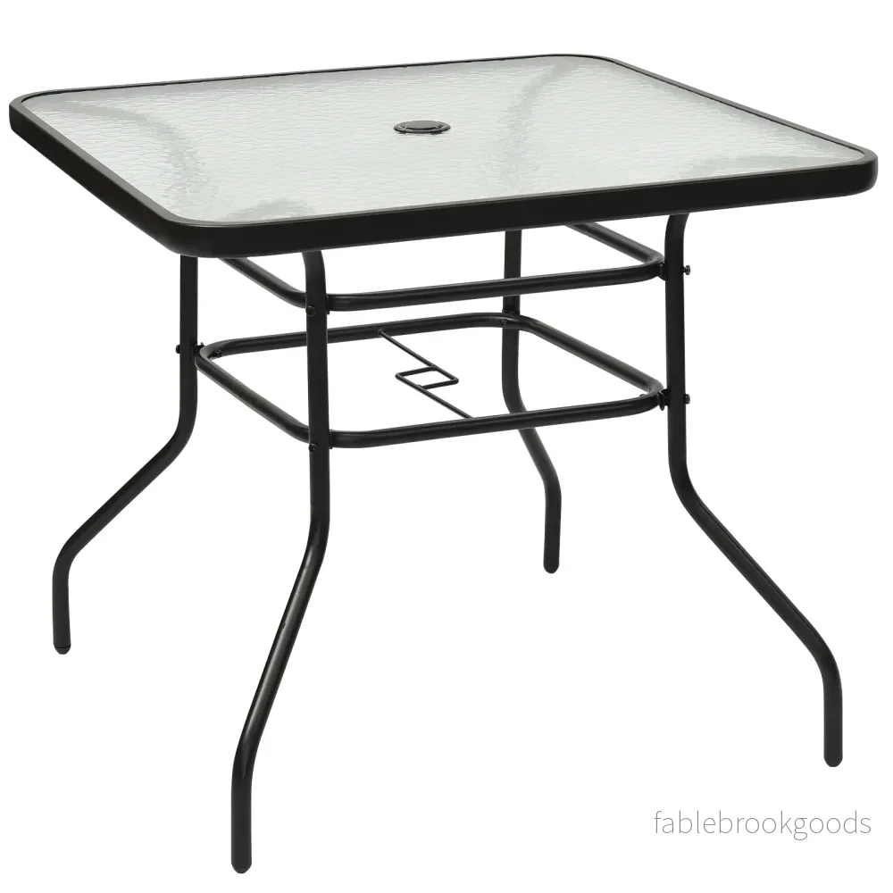 Uteplatsbord – Rektangulärt soffbord med bordsskiva Bistrobord Trädgårdsbord Glasbord – Svart - Bild 3