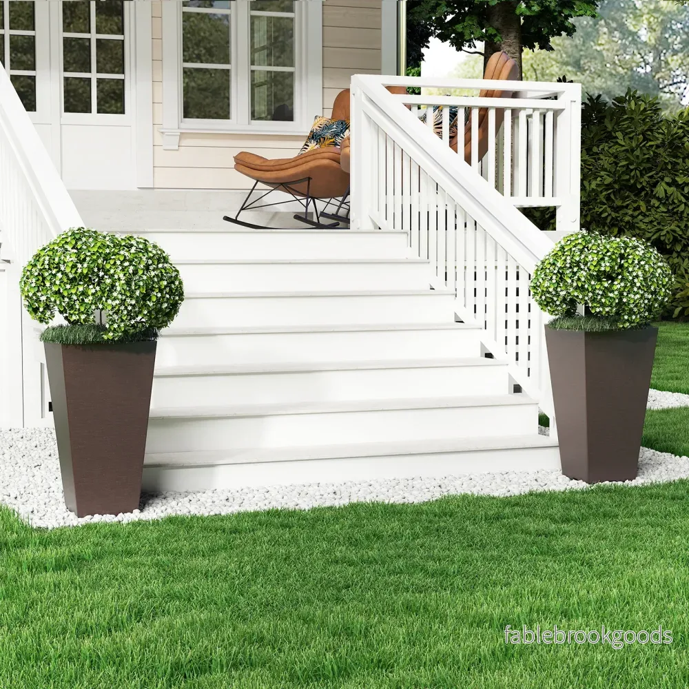 stycken – planteringskärl med innerkruka Väderbeständiga blomkrukor dräneringshål – 2 – Brun - Bild 3