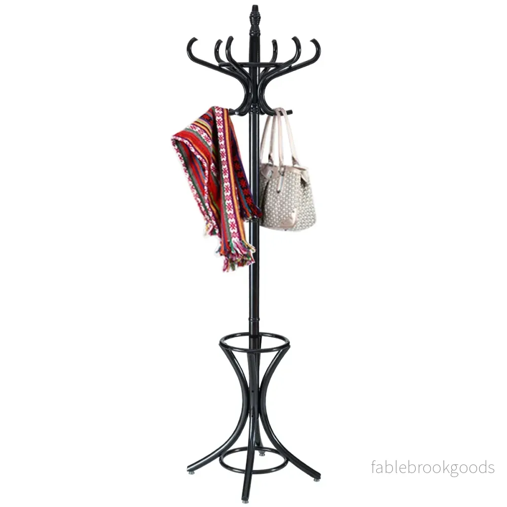 Klädställ – jackställ med paraplyställ klädkrokar – 12 – Svart - Bild 2