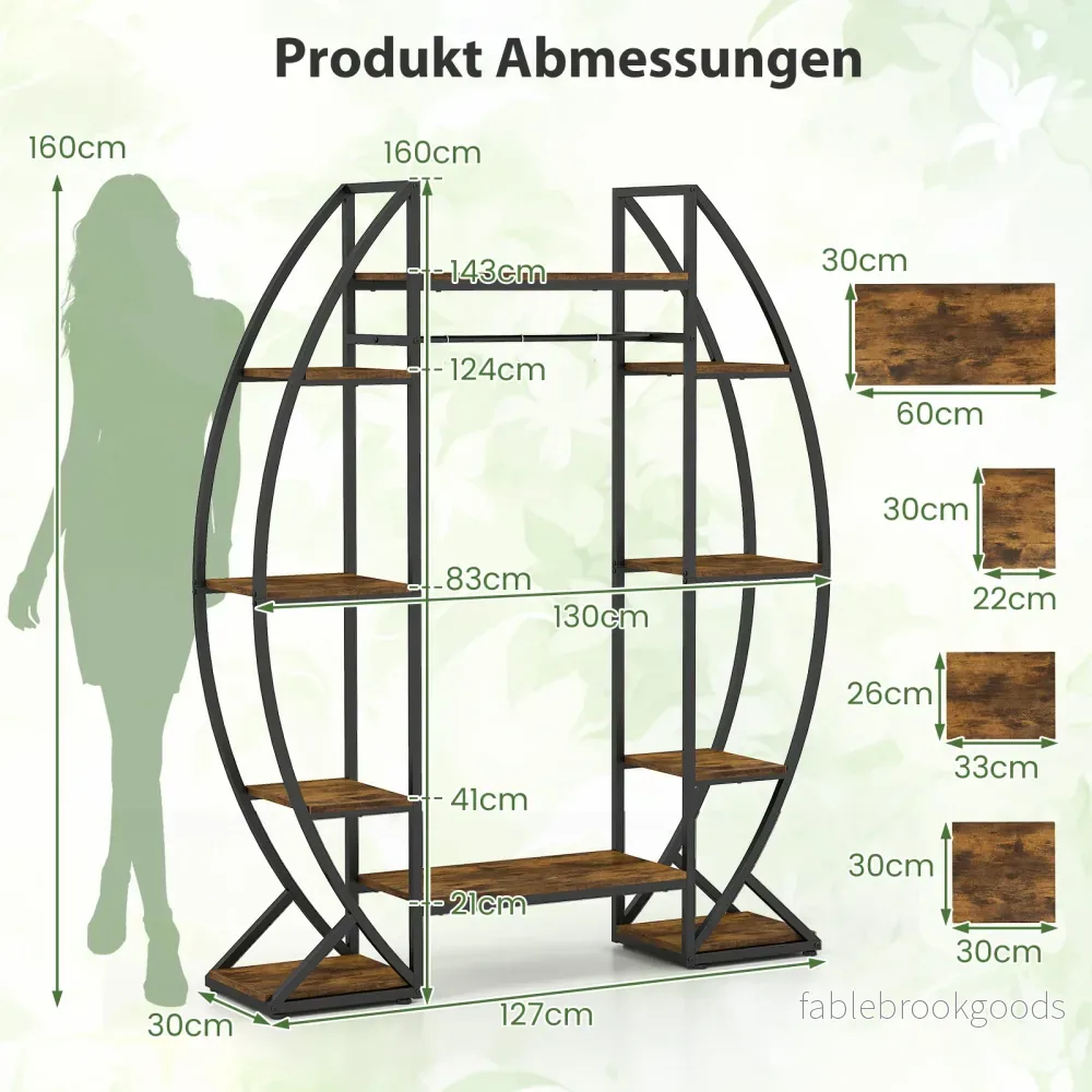 Inomhus – växtställ med växtlampor 63" hög stegs hörn – 10 – Brun - Bild 2
