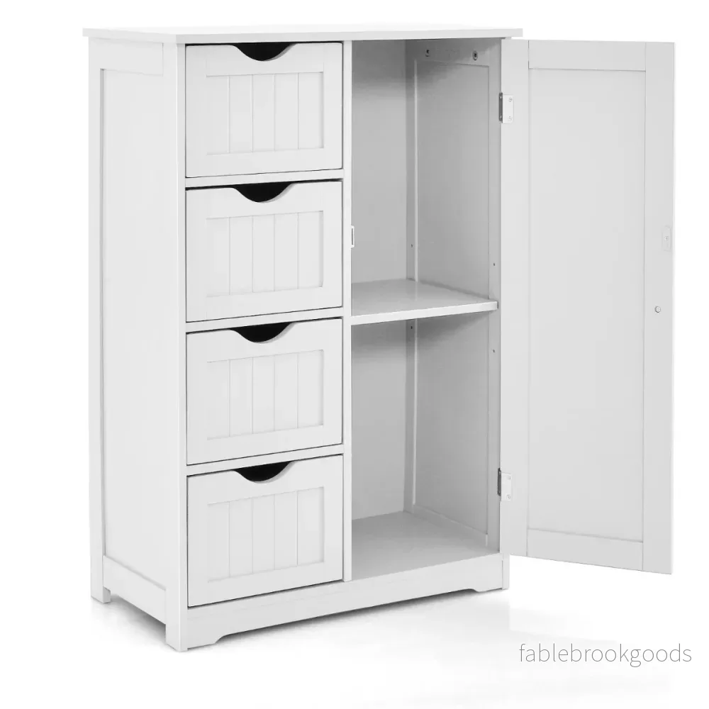 Badrumsskåp – med lådor och magnetiskt dörrlås – 4 1 – Vit - Bild 3