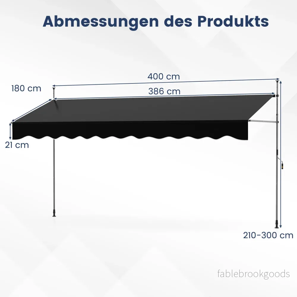 Klemmmarkis – balkongmarkis utan borrning med handvev höjdjusterbar och UV beständig solskydd – Svart - Bild 2