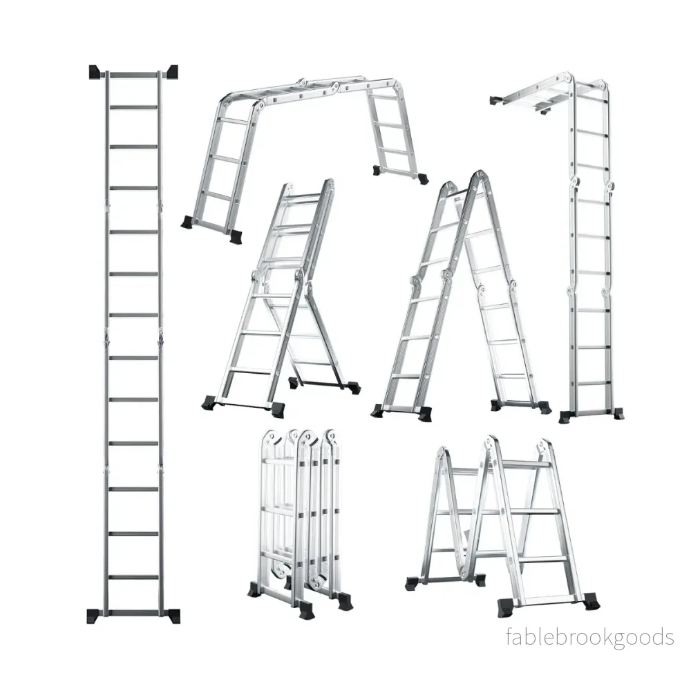 i – multifunktionsstege tillverkad av aluminiumställningsstege lastkapacitet upp – 7 1 150 kg 370,5 cm – Silver - Bild 2