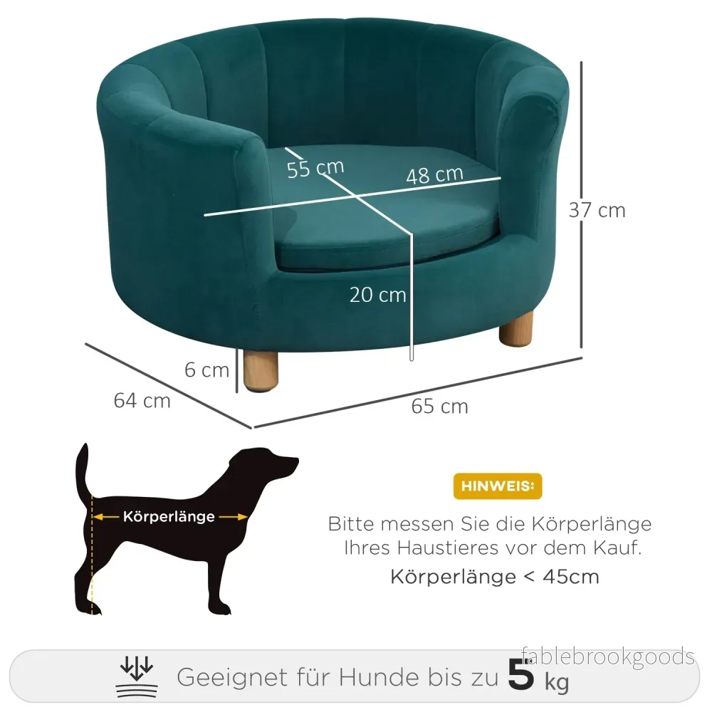 Elegant hundbäddsoffa med mjukt överdrag och träben - Bild 3