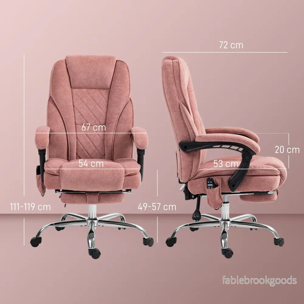 Ergonomisk kontorsstol med massagefunktion, fotstöd, vridbar, rullbar, rosa - Bild 3