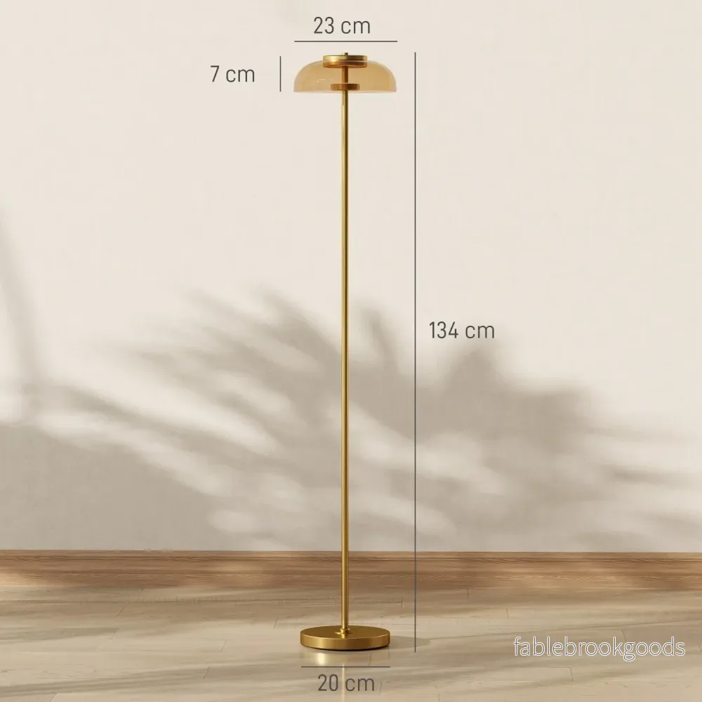LED-golvlampa, 3000K varmt ljus, mässingsfinish, fotpedal - Bild 3