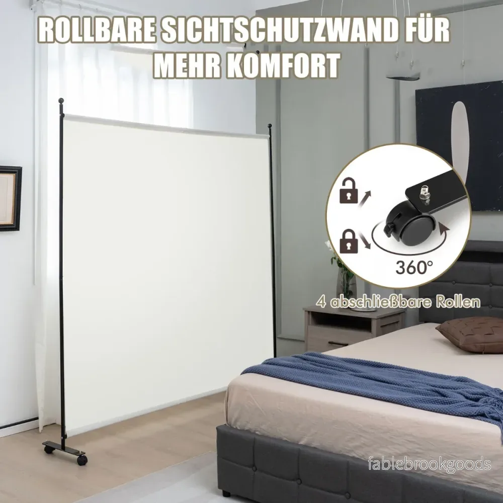 Enkelrumsavdelare – med en panel bred sekretessskärm – 184 x 30 x 184 cm – Beige - Bild 3