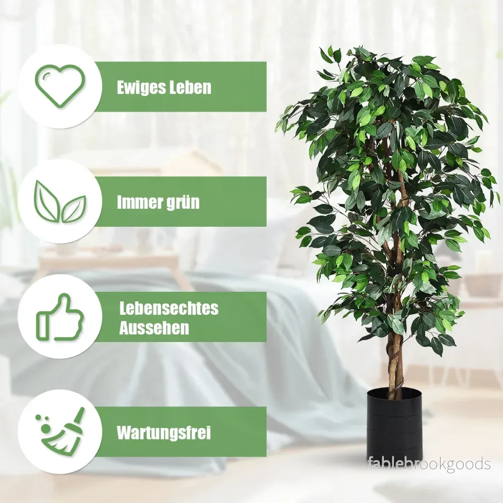 Krukväxtdekoration – konstgjord dekorativ med blad och naturlig stam – 1008 180 cm – Grön