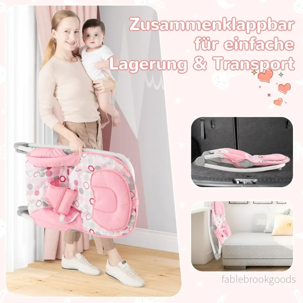 i – Baby Rocker hopfällbar bärbar med nivå justerbart ryggstöd – 2 1 3 – Rosa - Bild 3