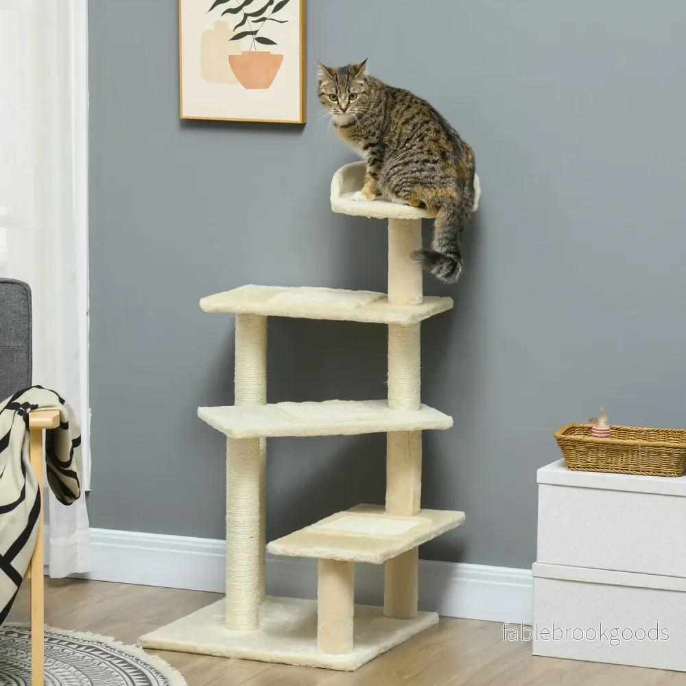 Kattskrapstolpe, sisalkolonner, beige, 50x50x100 cm - Bild 2