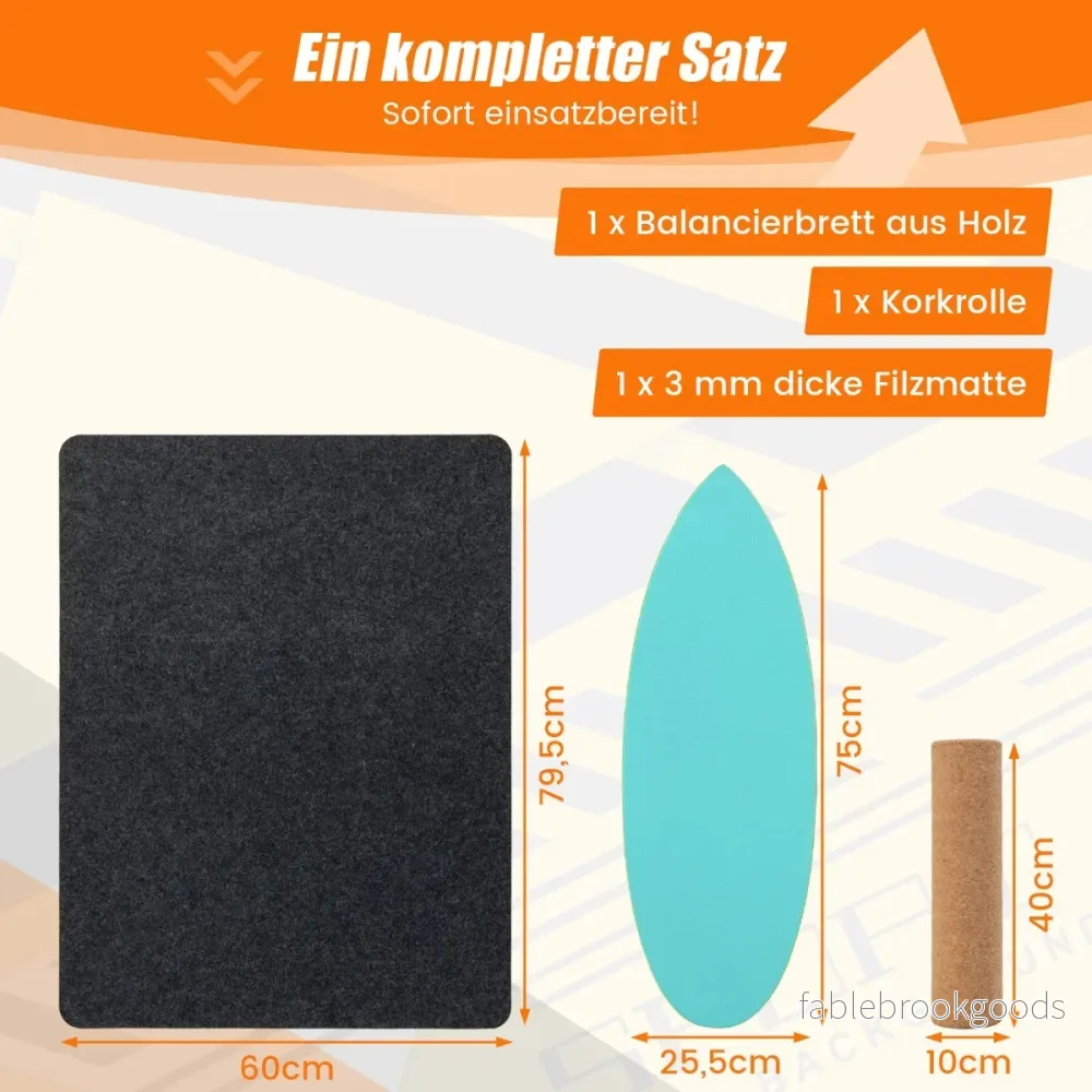 Balansbräda – gjord av trä Wobble Board med rull och filt i Balance Kit – 3 1 – Blå - Bild 2