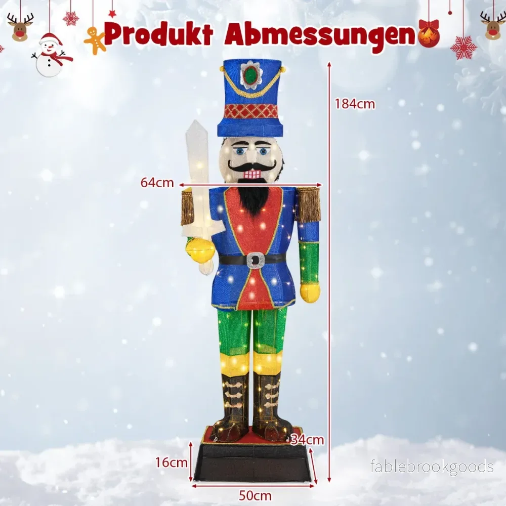 Jul – Nötknäckare Figur stor belyst juldekoration XXL – 184 cm – Färgglad - Bild 2