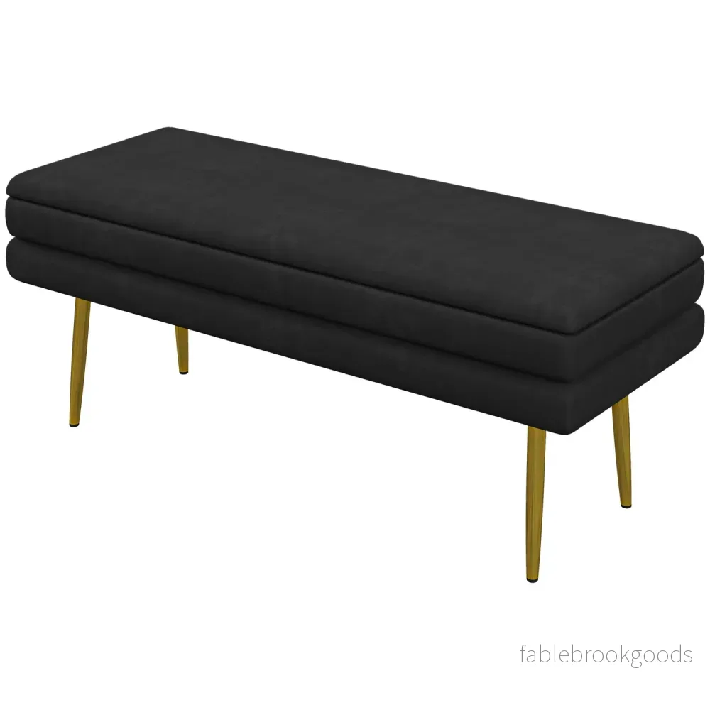 Klädd bänk med förvaringsutrymme, stål, 100 cm x 37,5 cm x 42 cm, svart