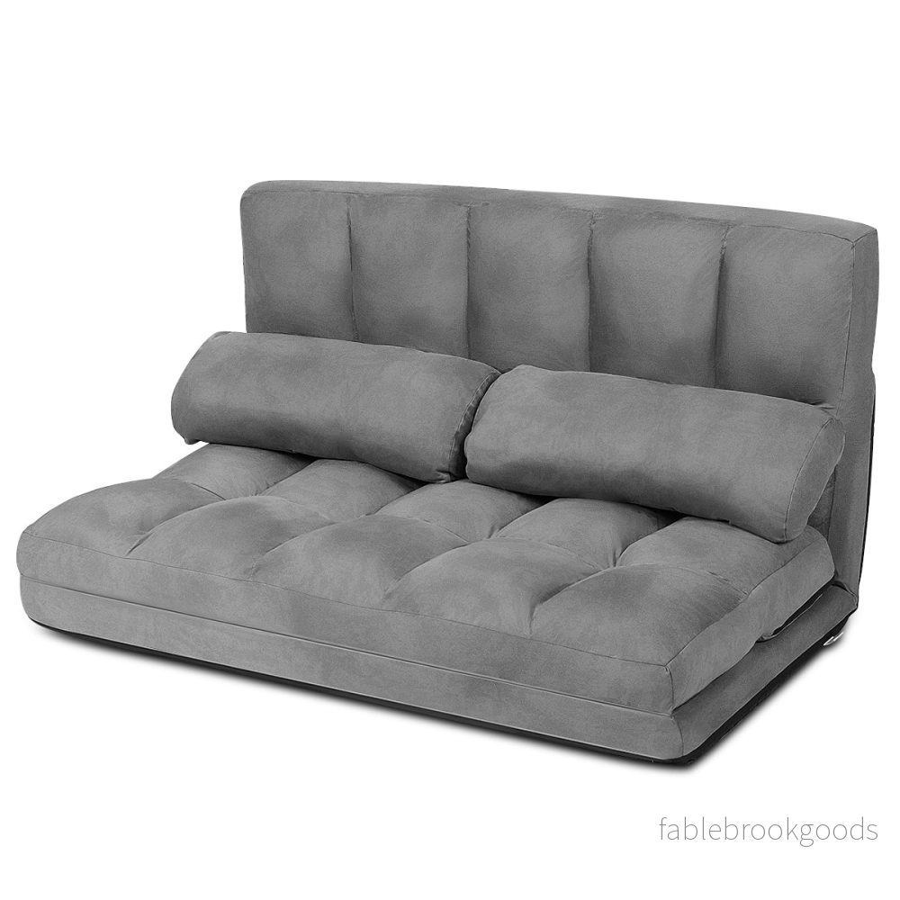 Golvsoffa – Justerbar bäddsoffa Lazy med kuddar – 2 – Grå - Bild 3