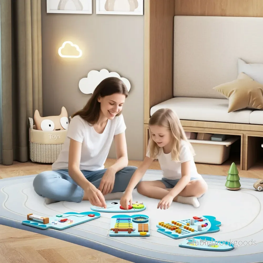 Dinosaurie – Aktivitetsvägg för Småbarn i Montessori Trä Sensorik Väggleksak – 11 1 – Blå - Bild 3