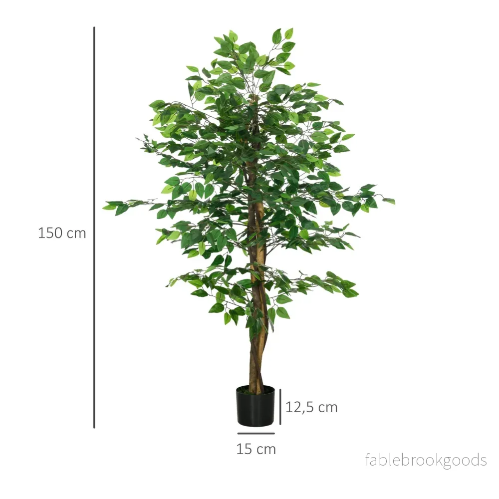 Konstgjord ficusträd 150 cm med plantering – naturtrogen krukväxt - Bild 3