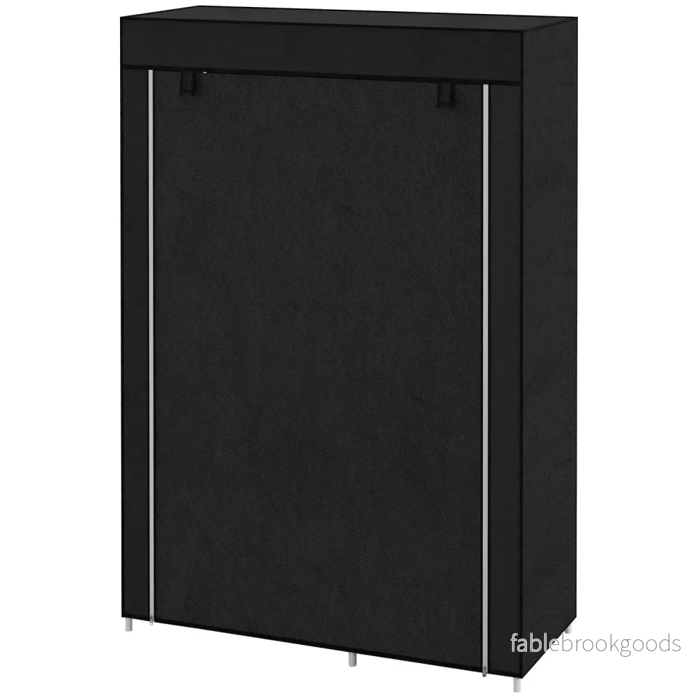 Tygfällbar garderob, 6 fack, svart, 103x43x162,5 cm