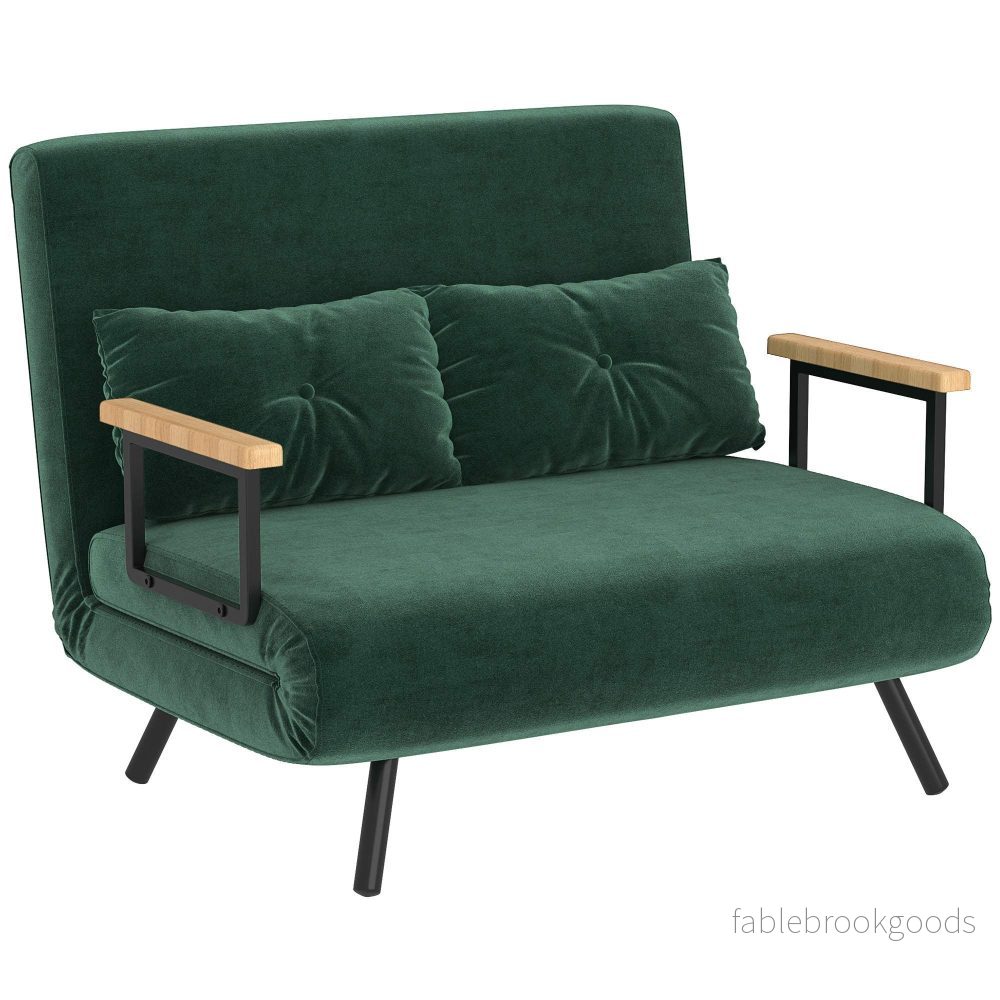 Bäddsoffa med justerbart ryggstöd, grönt tyg