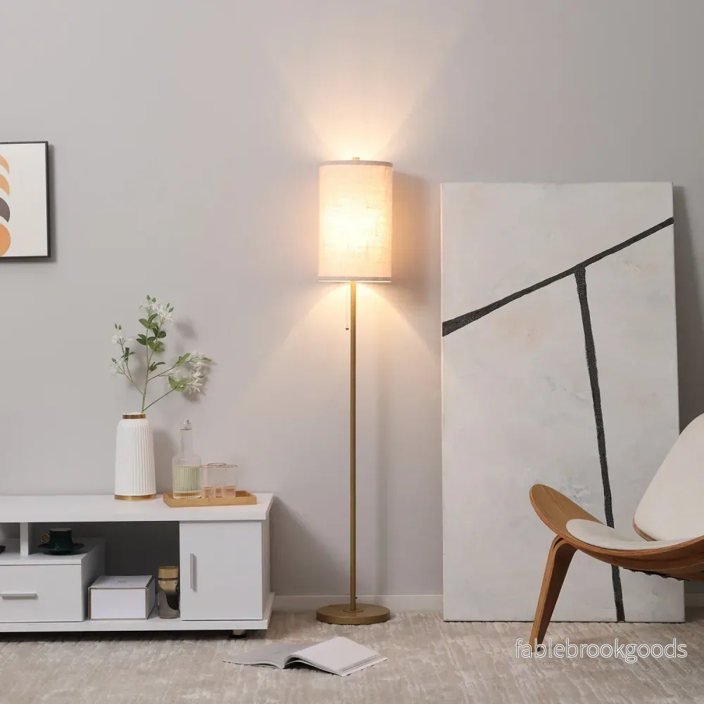 Golvlampa med linneskärm, dragkedja och stålstativ - Bild 2