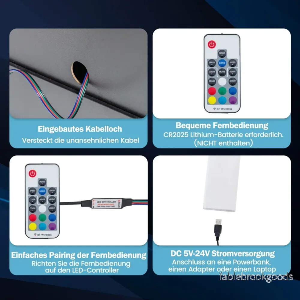 Sängbord – med LED belysning Nattduksbord Sidobord lådor – 2 50 x 40 x 58 cm – Svart - Bild 3