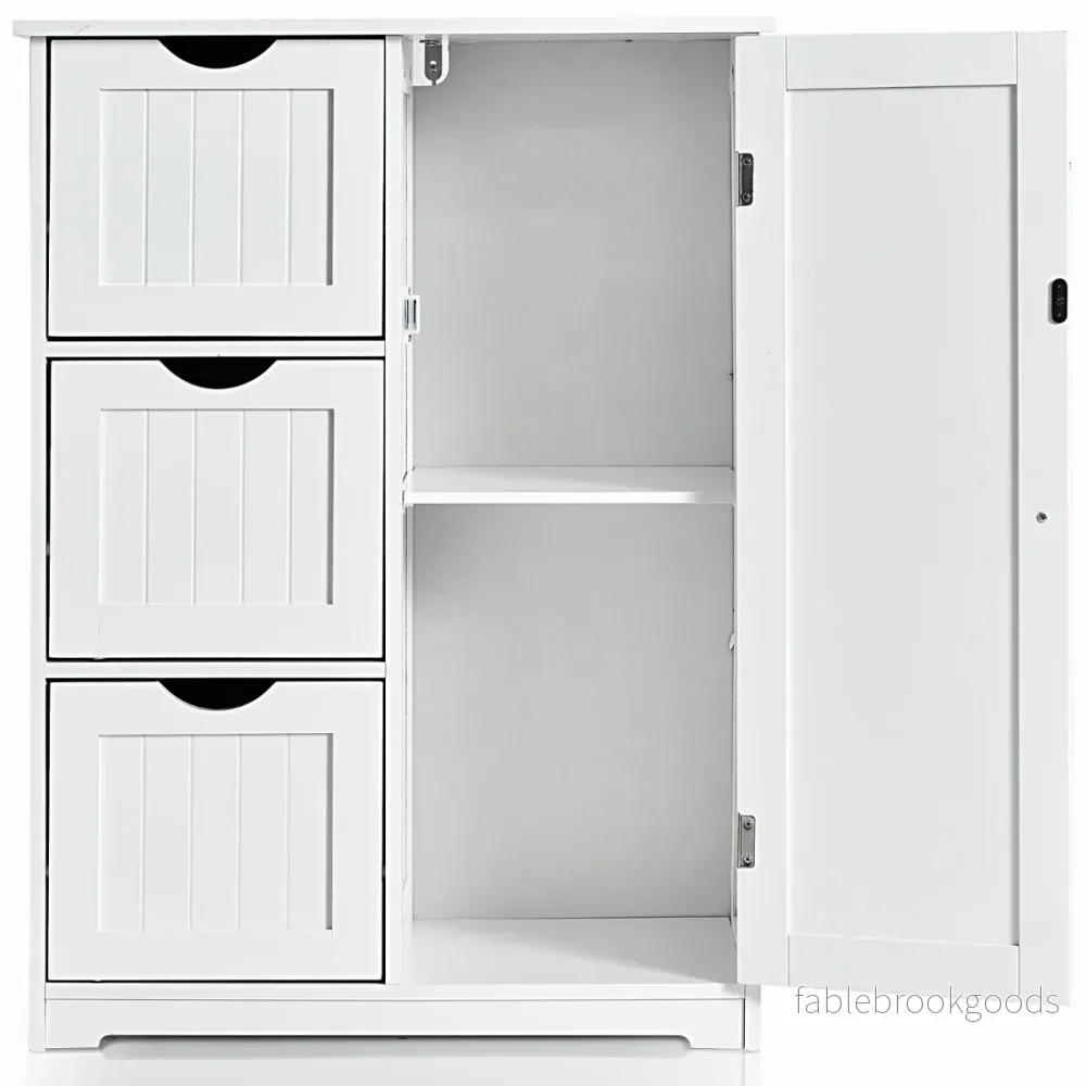 Badrumsskåp – Förvaringsskåp med lådor – 3 60 x 30 x 81 cm – Vit - Bild 3