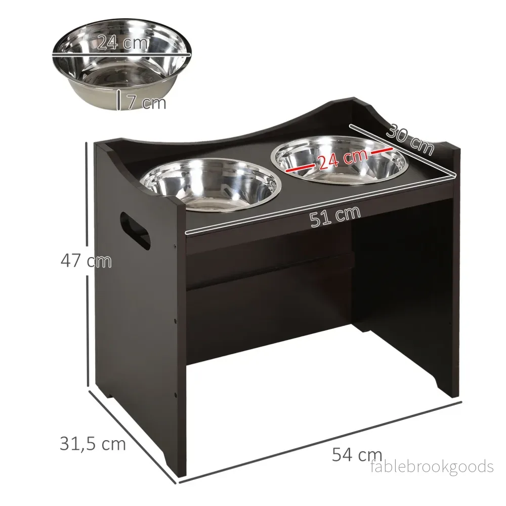 Justerbar hundmatningsstation, skål i rostfritt stål, 54 cm - Bild 3