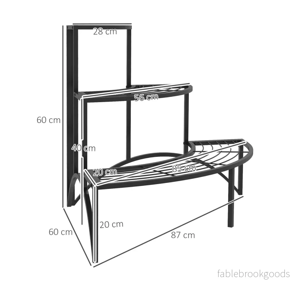 Plantställning i tre nivåer i metall för inomhusbruk utomhus, 60 cm hög - Bild 3