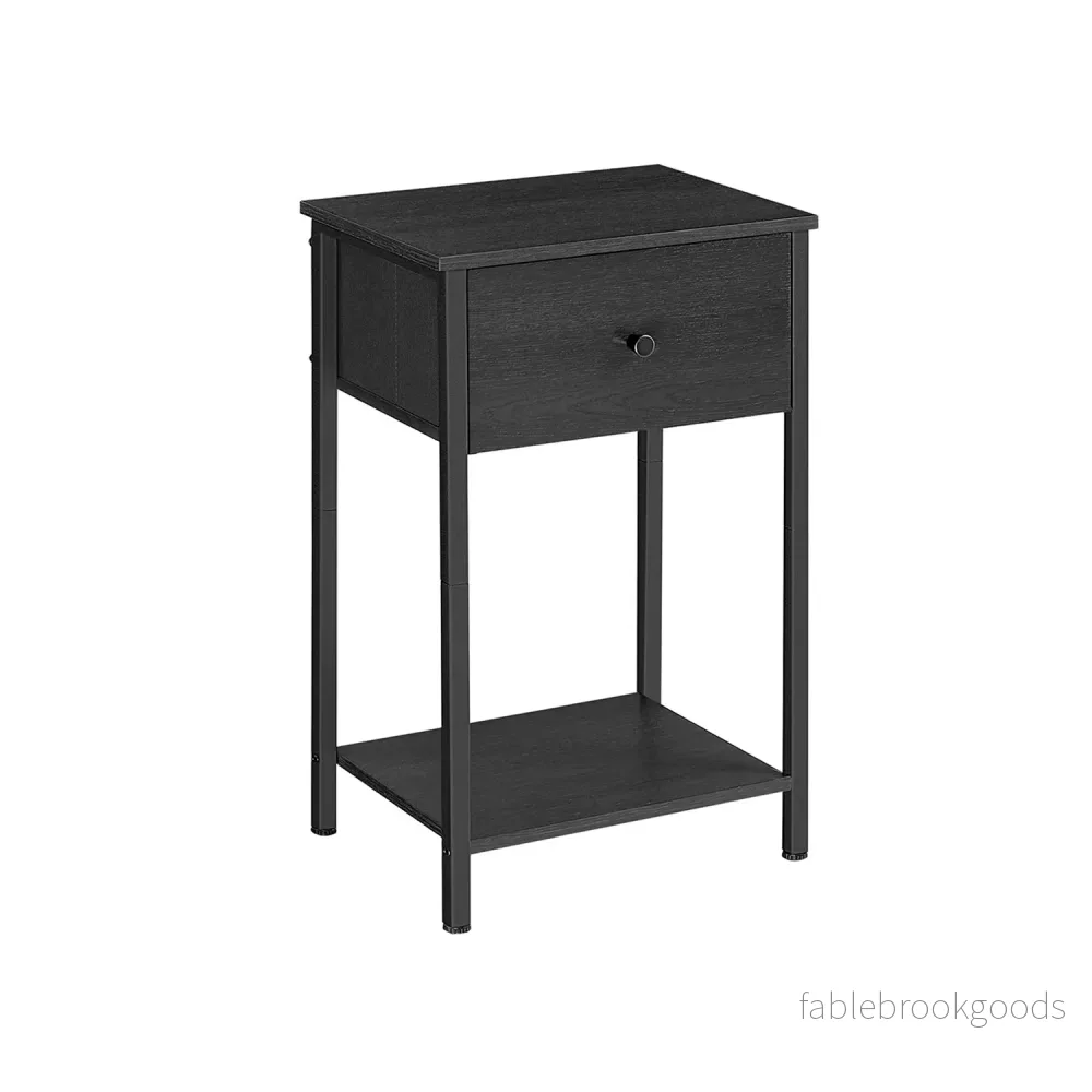 Sängbord – tyglåda – svart Sängbord – tyglåda – svart