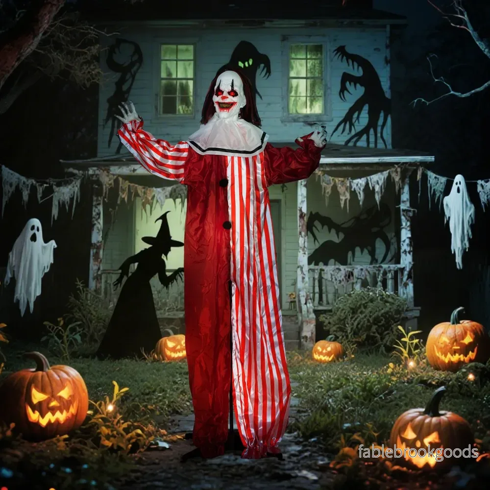 Halloweenclowndekoration, 165 cm, LED-lampor, ljudeffekter - Bild 2