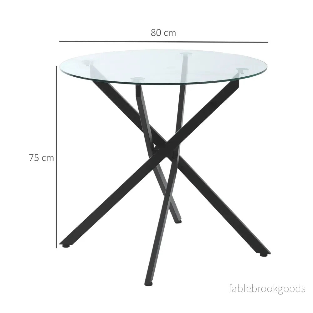 Runt soffbord i glas – svart, metallstomme, 80 cm - Bild 3