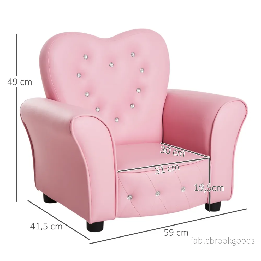 Rosa hjärtformad soffstol för barn – mysig och söt design - Bild 3
