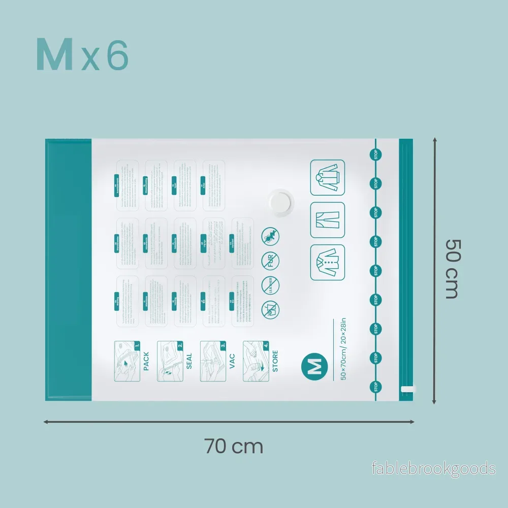 Vacuümzakken - Set van 6 - 70 x 50 cm - Herbruikbaar - Transparant - Bild 3