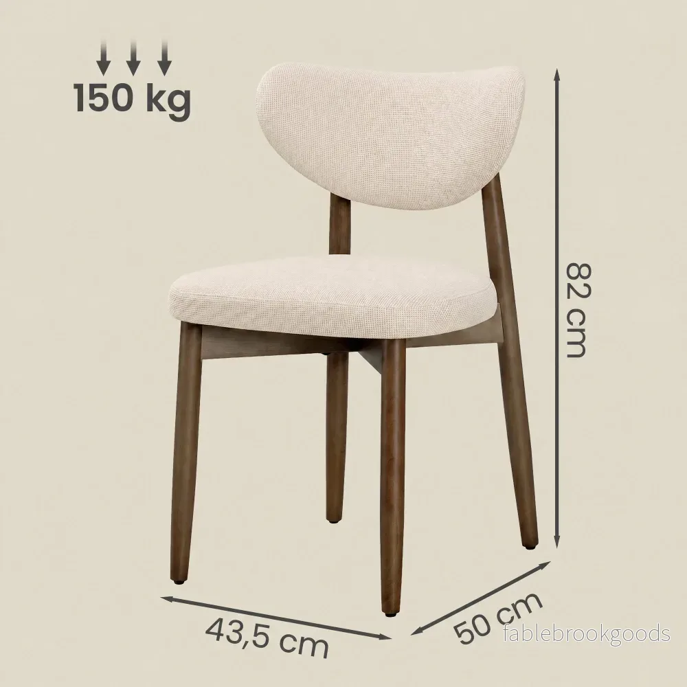 Eetkamerstoelen - Set van 2 - Ergonomische Rugleuning - Massief Hout - Beige - Bild 3