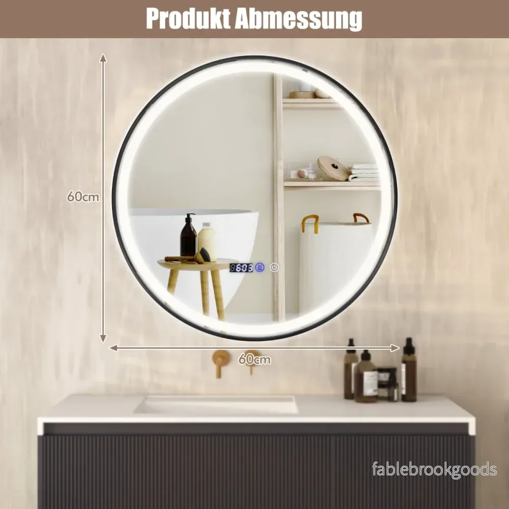 Upplyst – badrumsspegel med färgs LED ljus och minnesfunktion anti dimfunktion – 3 – Silver - Bild 2