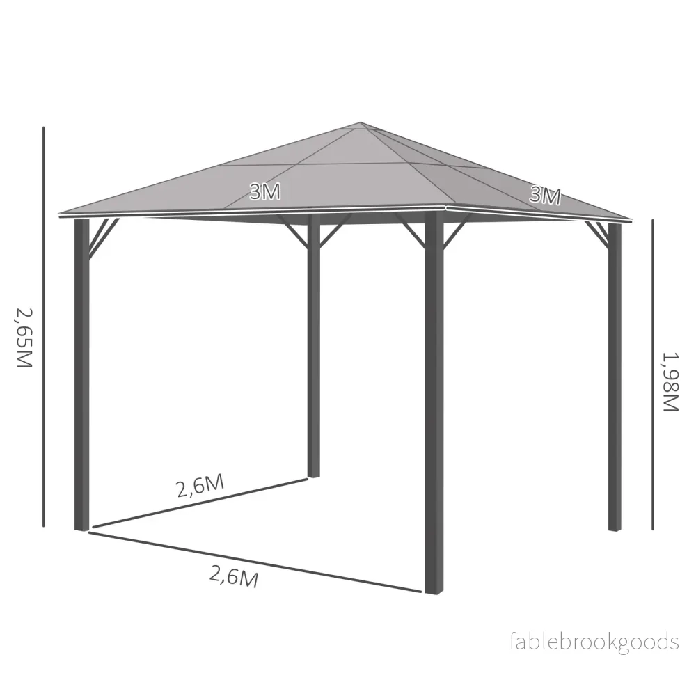 3x3M trädgårdspaviljongtält i aluminium, mörkgrå, PC-tak - Bild 3
