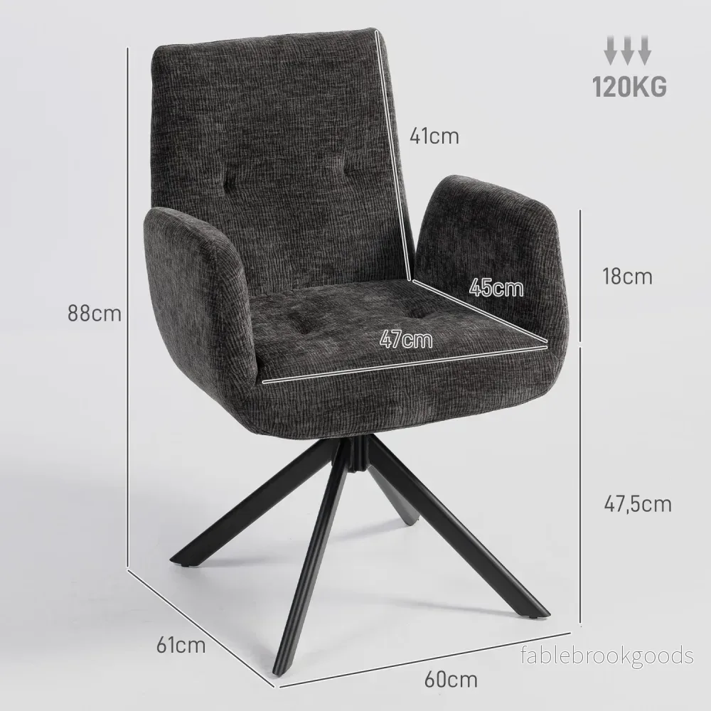 Snurrstol, modern design, svart, 120 kg kapacitet - Bild 3