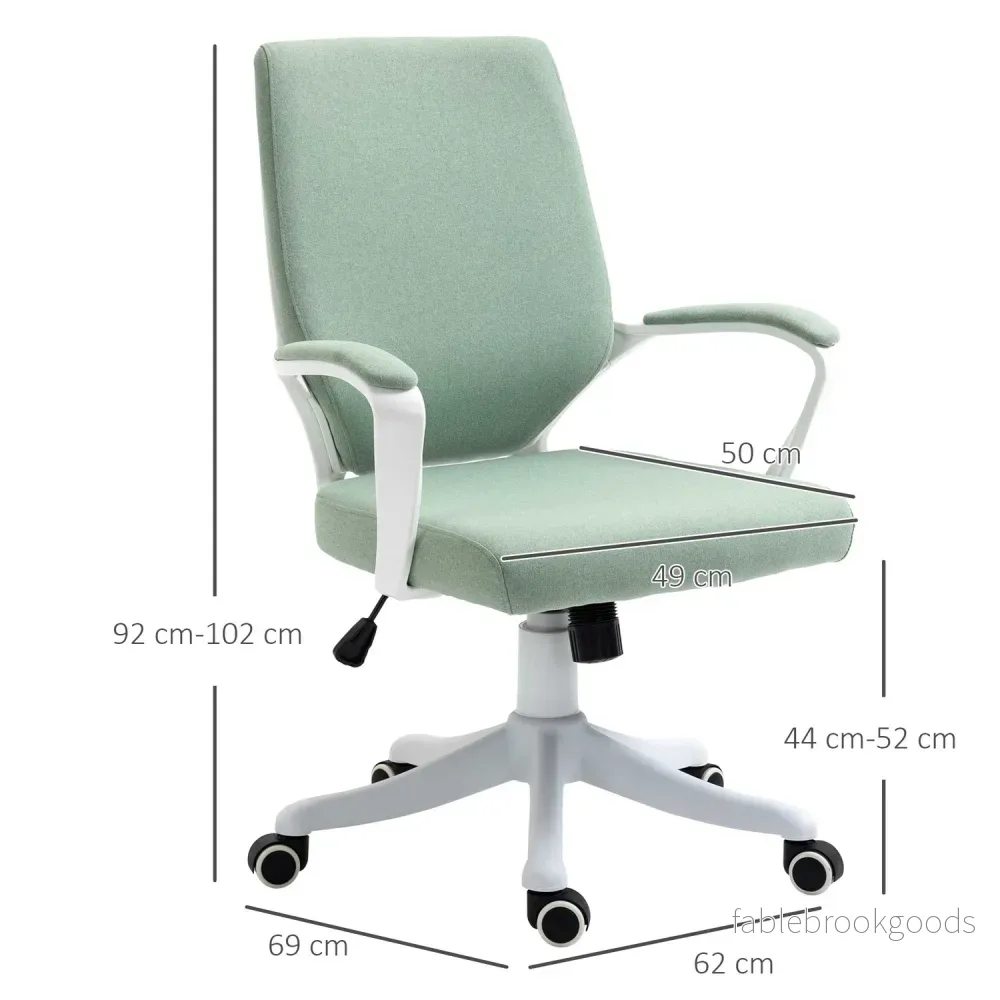 Ergonomisk grön & vit kontorsstol, vippfunktion, 360° vridbar - Bild 3